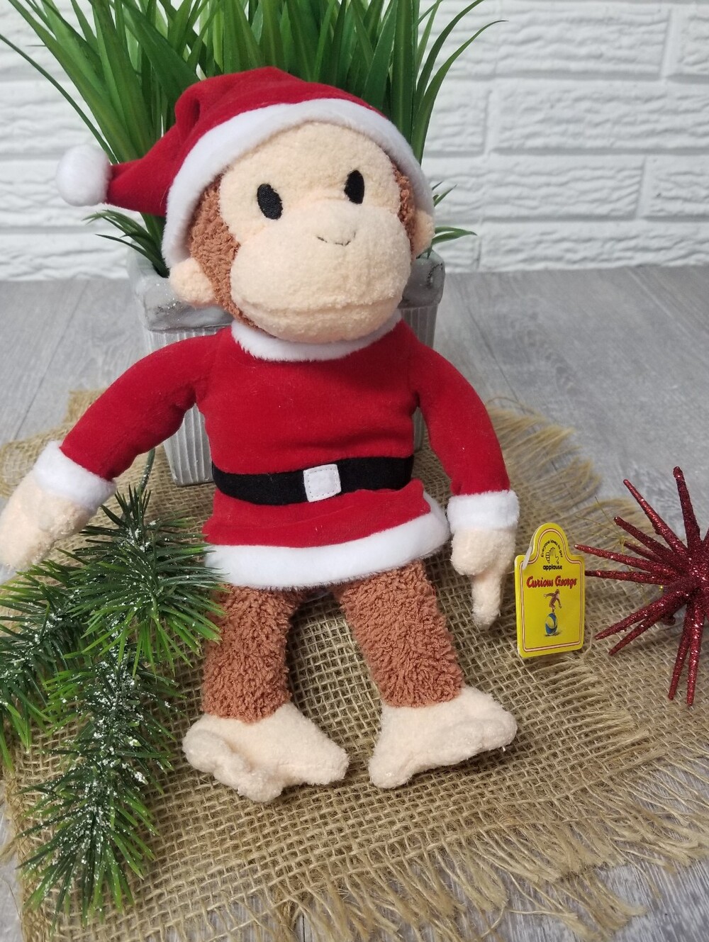 Vintage Curious George Holiday Plush